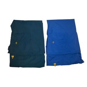 WonderWink Original Cargo Scrub Sets Womens 4pc Navy Royal Blue V-Neck 2X